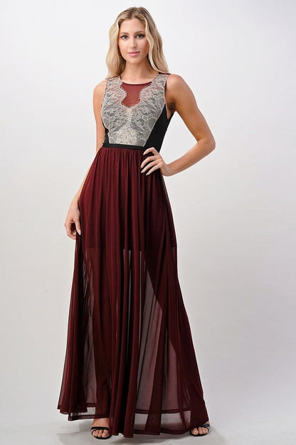 Sheer Lace Maxi Dress