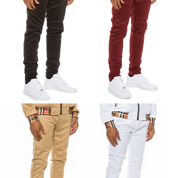 Men’s Burberry Plaid Trim Jogger Pants