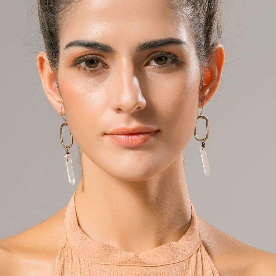 Boucles d'oreilles pendantes en quartz
