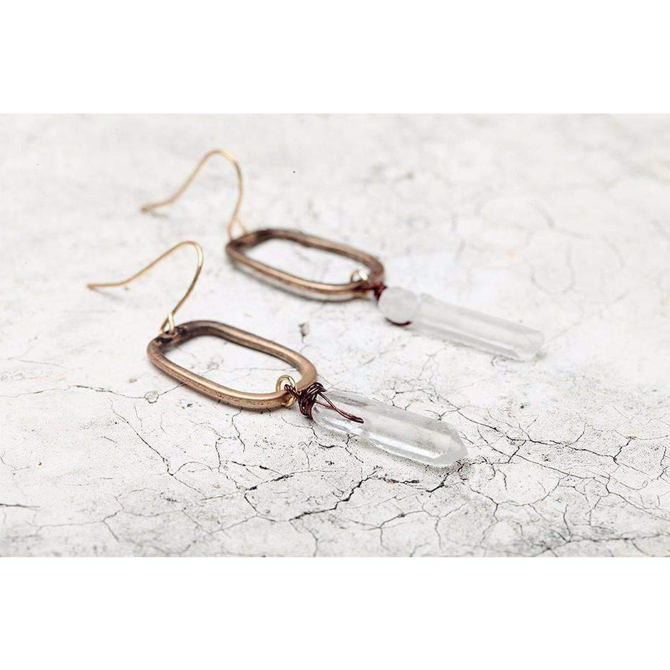 Boucles d'oreilles pendantes en quartz