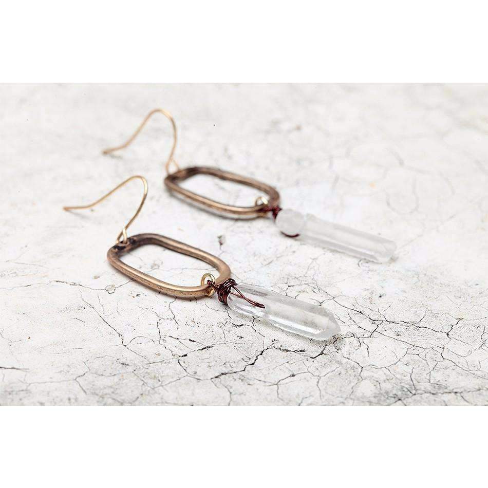Boucles d'oreilles pendantes en quartz