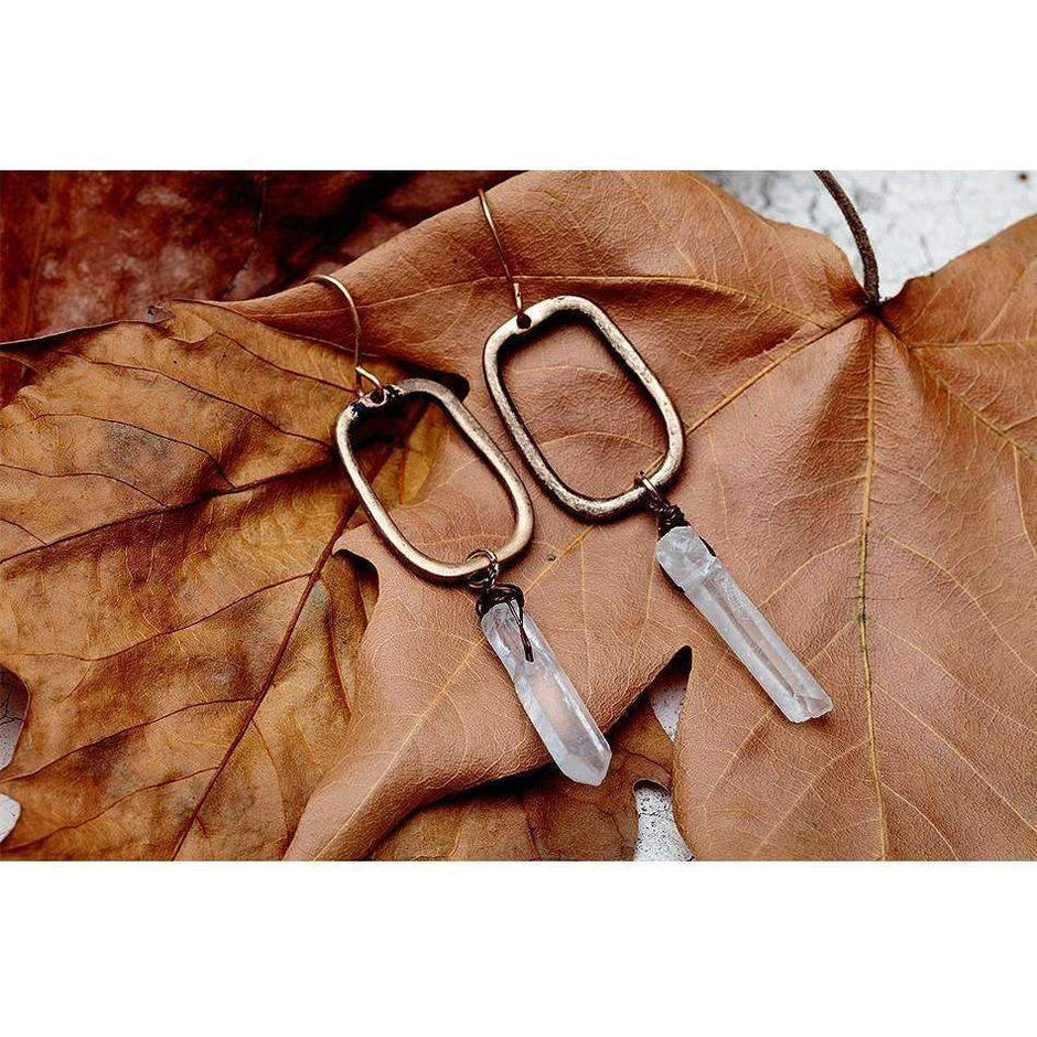 Boucles d'oreilles pendantes en quartz