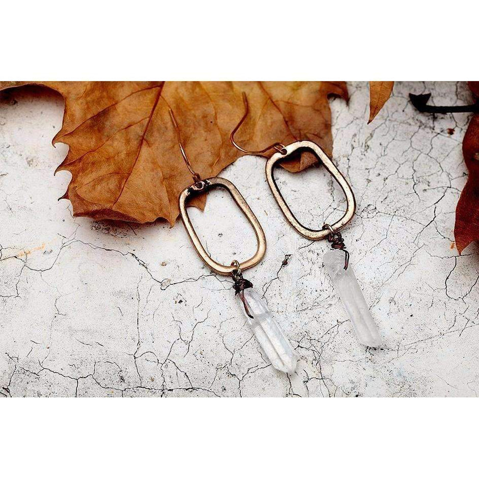 Boucles d'oreilles pendantes en quartz