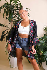 Anemone Embroidered Kimono