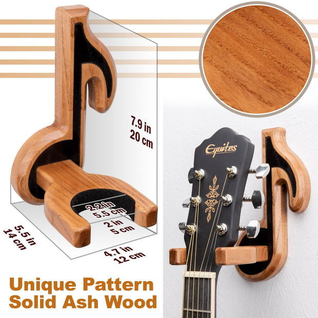 Soporte de pared para guitarra de madera de fresno