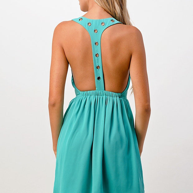 Grommet Detail A-Line Dress