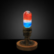 C.P.LIGHT Red Blue Glass Accent Lamp with Wooden Cube Base