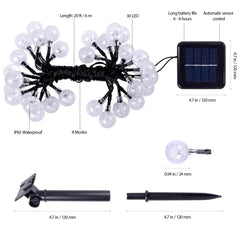 Lámpara de cadena de luces solares para exteriores con 30 LED para decoración de caminos de jardín y patio