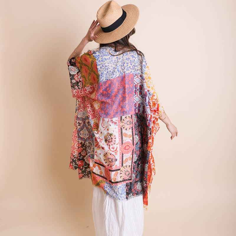 Boho Patchwork Kimono – Multicolor Bohemian Style