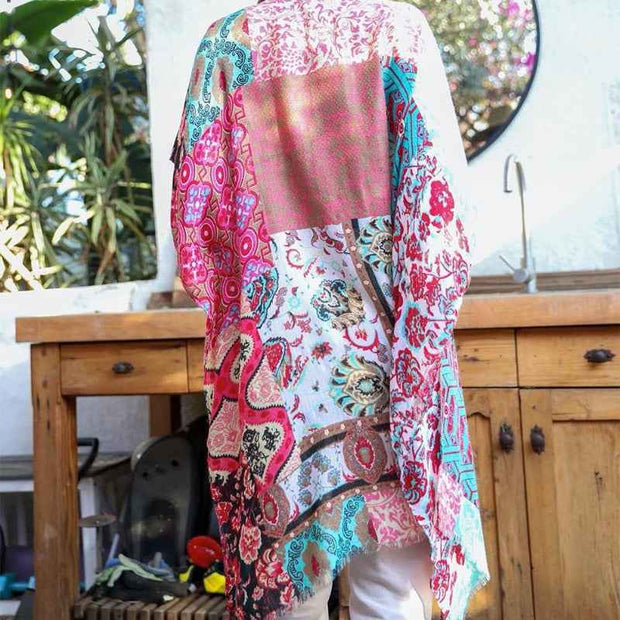 Boho Patchwork Kimono – Multicolor Bohemian Style