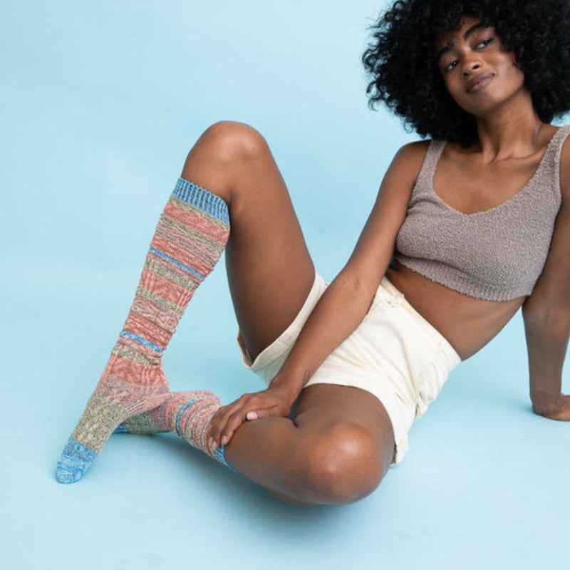 Multicolor Knit Long Socks Stretch Comfortable Casual Wear