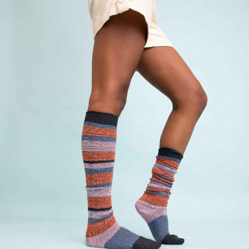 Multicolor Knit Long Socks Stretch Comfortable Casual Wear