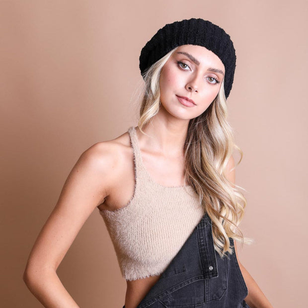 Boinas de punto acanalado.