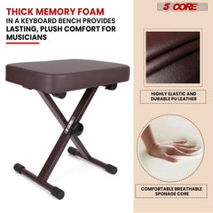 5 Core Keyboard Bench X Style Piano Stool Heavy Duty Adjustable