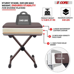 5 Core Keyboard Bench X Style Piano Stool Heavy Duty Adjustable