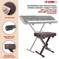 5 Core Keyboard Bench X Style Piano Stool Heavy Duty Adjustable