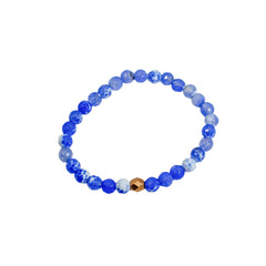 Bracelet extensible en agate craquelée bleue