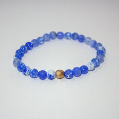 Bracelet extensible en agate craquelée bleue