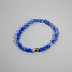 Bracelet extensible en agate craquelée bleue