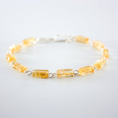 Bracelet à maillons rectangulaires en argent et citrine