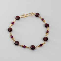 Garnet 14k Gold Filled Chain Bracelet