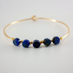 Lapis Lazuli Coin Wrapped Gold Bangle