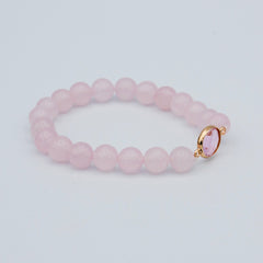 Rose Quartz Beaded Stretch Bracelet