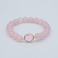 Rose Quartz Beaded Stretch Bracelet