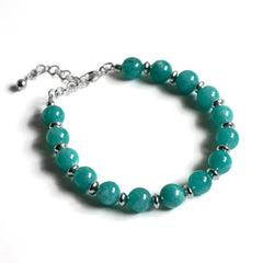 Turquoise Jade & Silver Bead Chain Bracelet