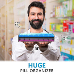 Extra Large Pill Organizer  XXL Pill Box 7 Day   Weekly Pill Organizer