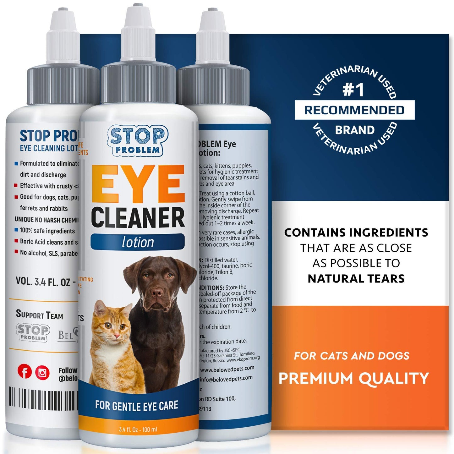 Dog & Cat Eye Wash Drops for Pink Eye Allergies Symptoms.