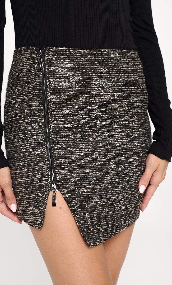 Mini-jupes asymétriques taille haute zippées XS-L.