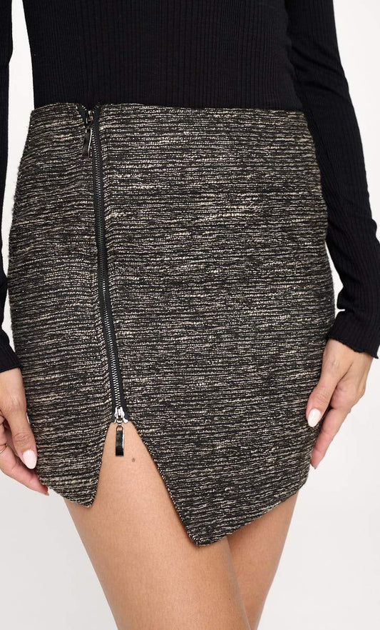 Mini-jupes asymétriques taille haute zippées XS-L.