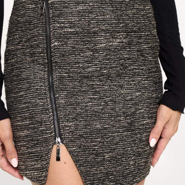 Mini-jupe zippée asymétrique 