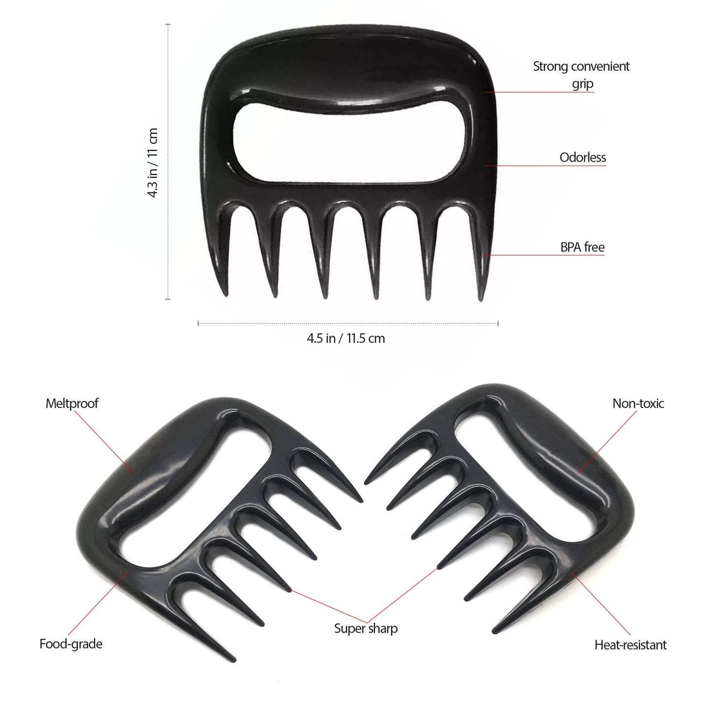 Outils de cuisine pour déchiqueter les griffes de viande.