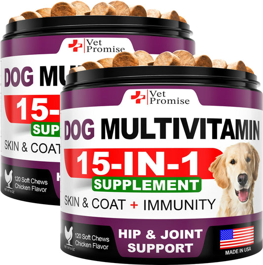 (Paquete de 2) Multivitamínico masticable para perros con glucosamina Vitaminas para perros y