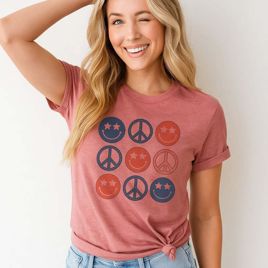 Camiseta con cara sonriente de la paz