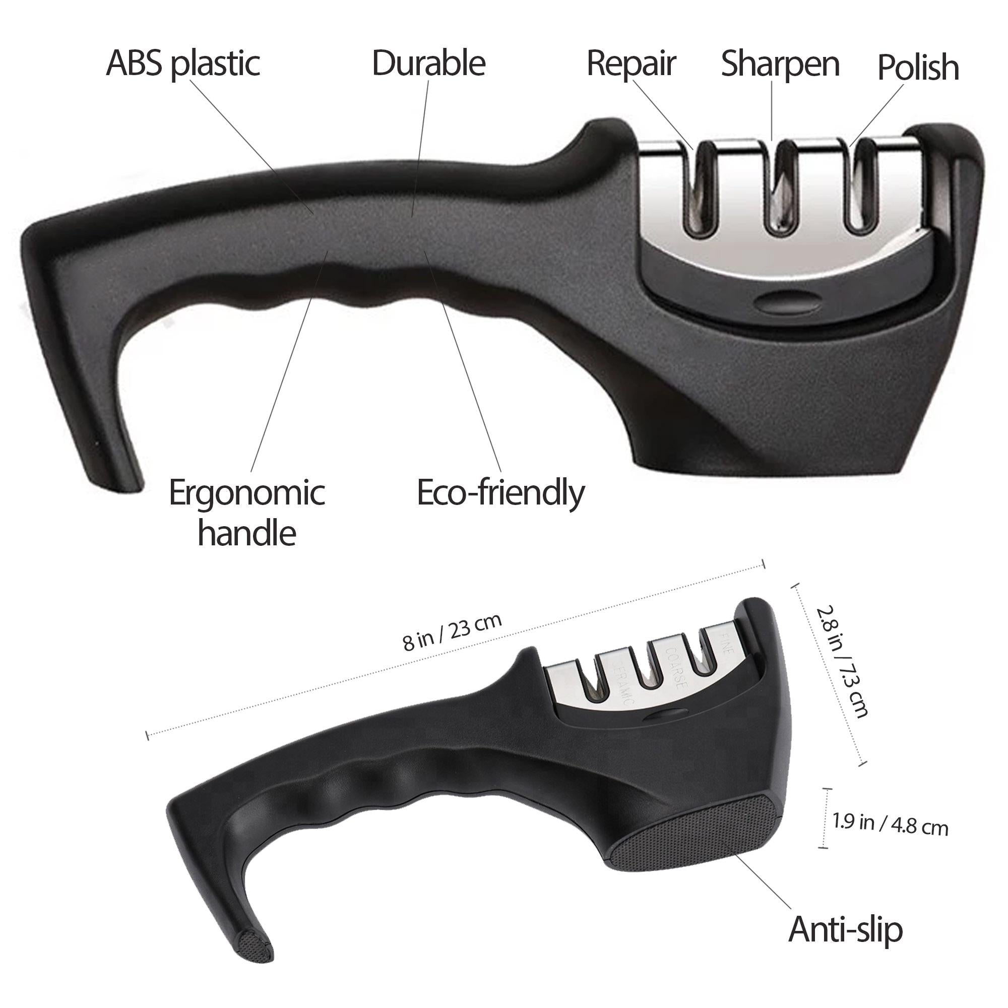 Afilador de cuchillos de cocina profesional de mano.