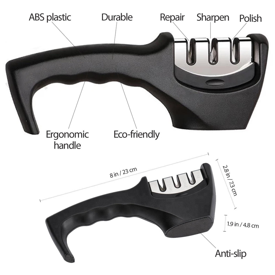 Afilador de cuchillos de cocina profesional de mano.