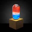 C.P.LIGHT Red Blue Glass Accent Lamp with Wooden Cube Base