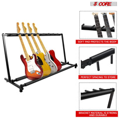 Soporte de suelo para múltiples guitarras 5Core con 9 ranuras y ajustable para guitarras Flying V