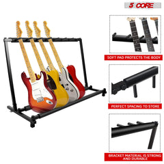 5 Core Multi Guitar Rack Stand Floor 7 Slot Adjustable Flying V