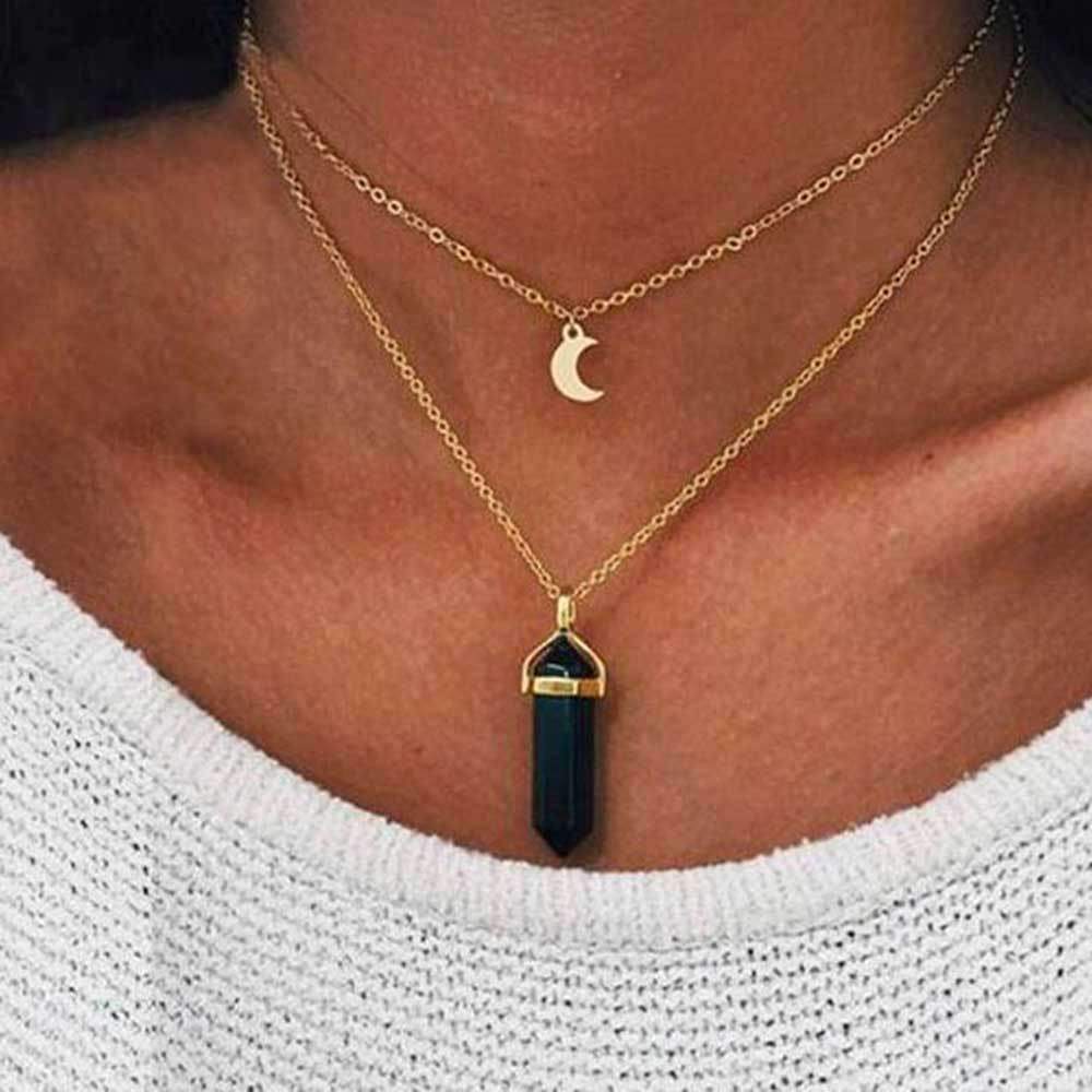 Collar de luna creciente de doble capa