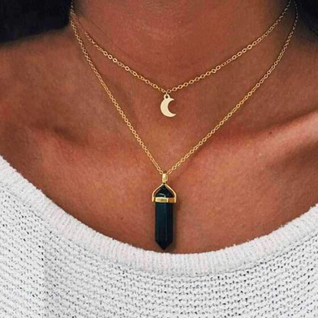 Collar de luna creciente de doble capa