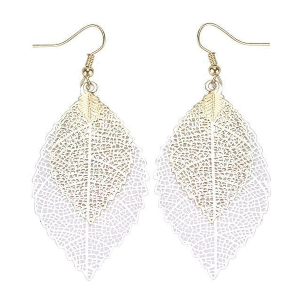 Boucles d'oreilles feuilles arc-en-ciel