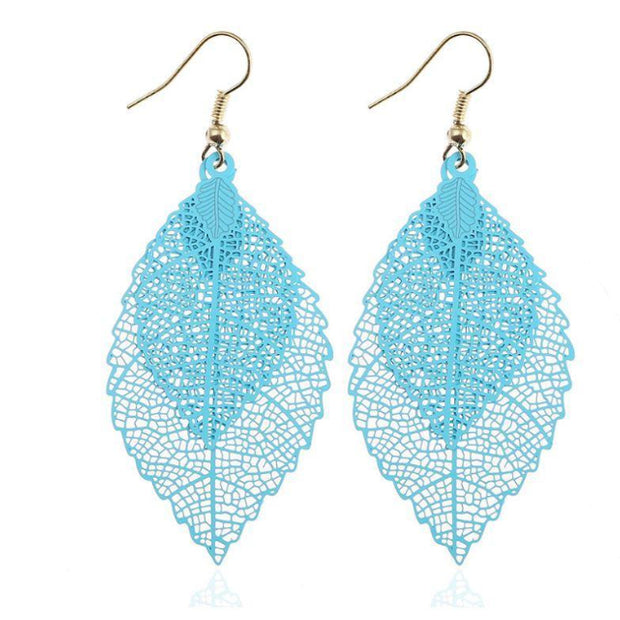 Boucles d'oreilles feuilles arc-en-ciel