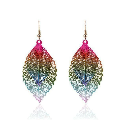 Pendientes de hojas de arcoíris