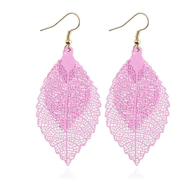 Boucles d'oreilles feuilles arc-en-ciel