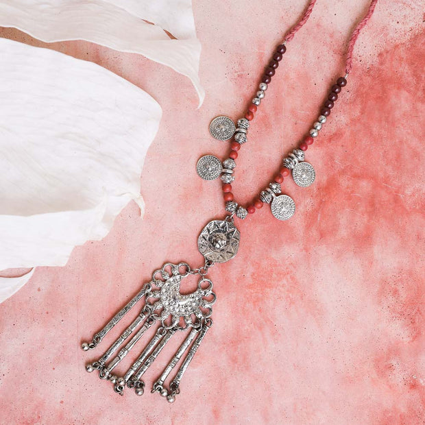 Collier médaillon à breloques avec lariat arrière