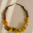 Yellow Stone Beaded Necklace Brown Beads Statement Jewelry